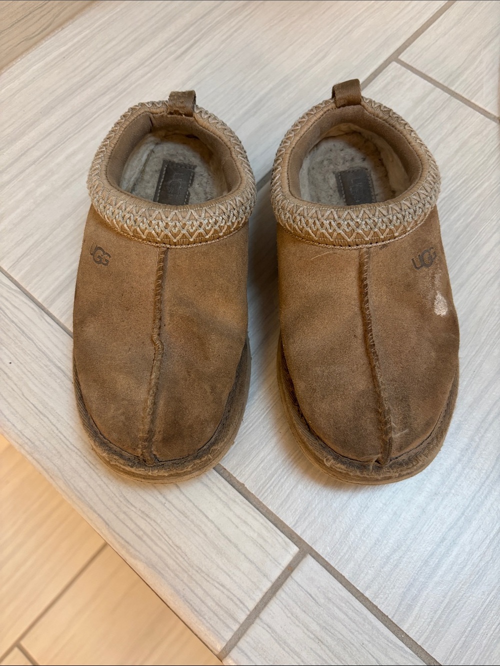 UGG Kids Chestnut Brown Slip-On Suede Clog Slippers